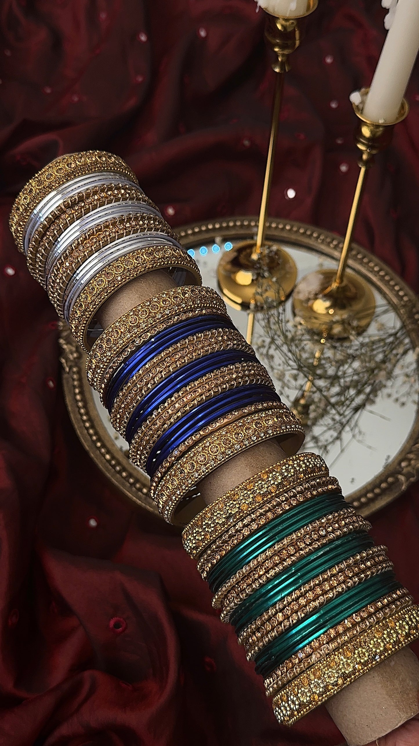 Luxury White and Gold Bangle Set