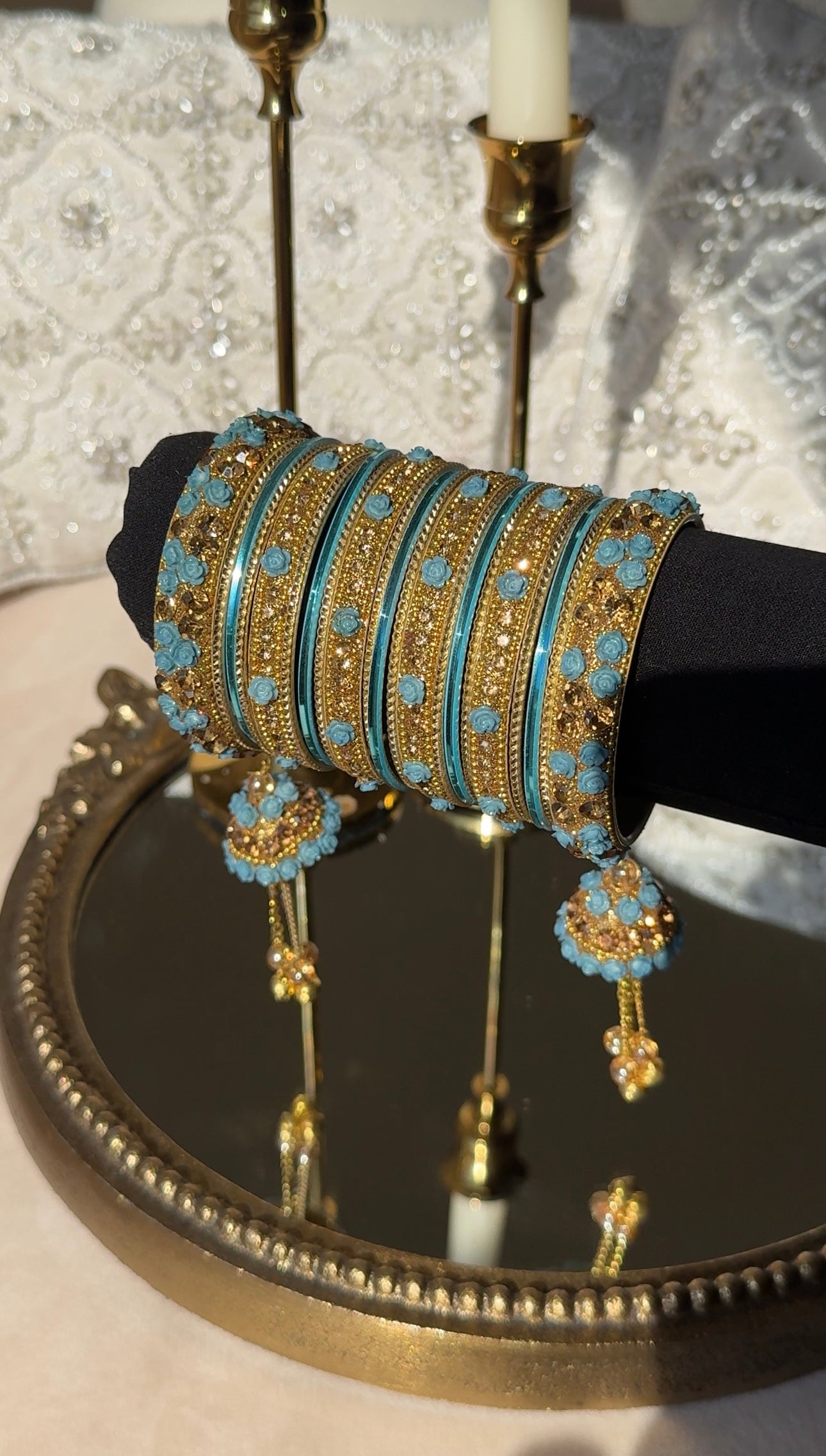 Rose Bangle Set with Jhumkay