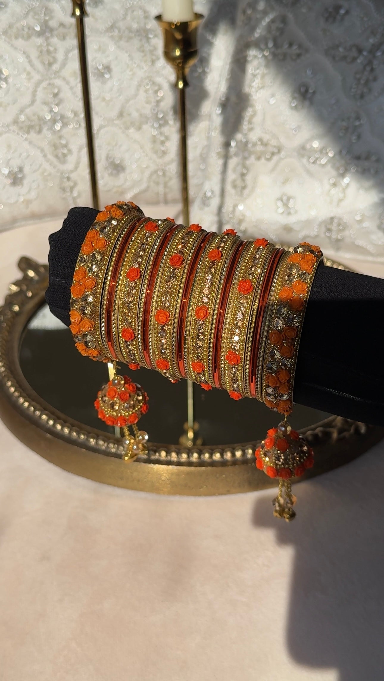 Rose Bangle Set with Jhumkay