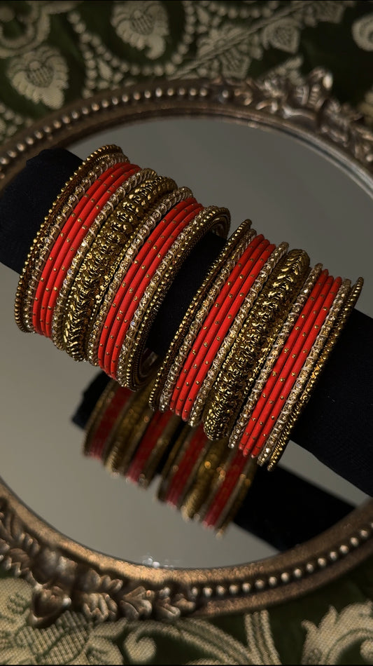 Orange and Bronze Bangle Set