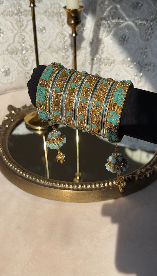 Rose Bangle Set with Jhumkay