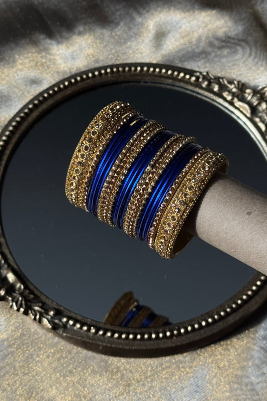 Luxury Blue and Gold Bangle Set