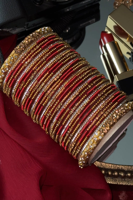 Zari Red Bangle Set