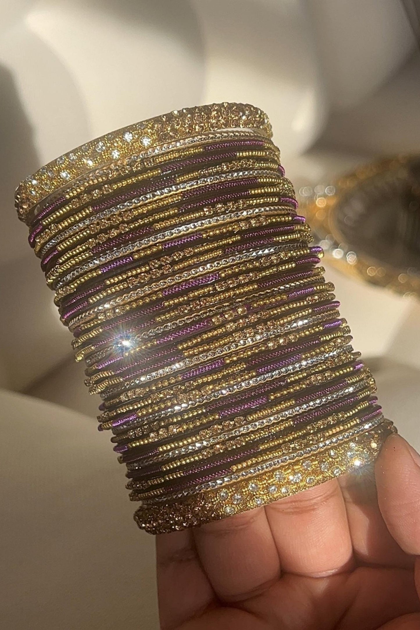 Zari Purple Bangle Set