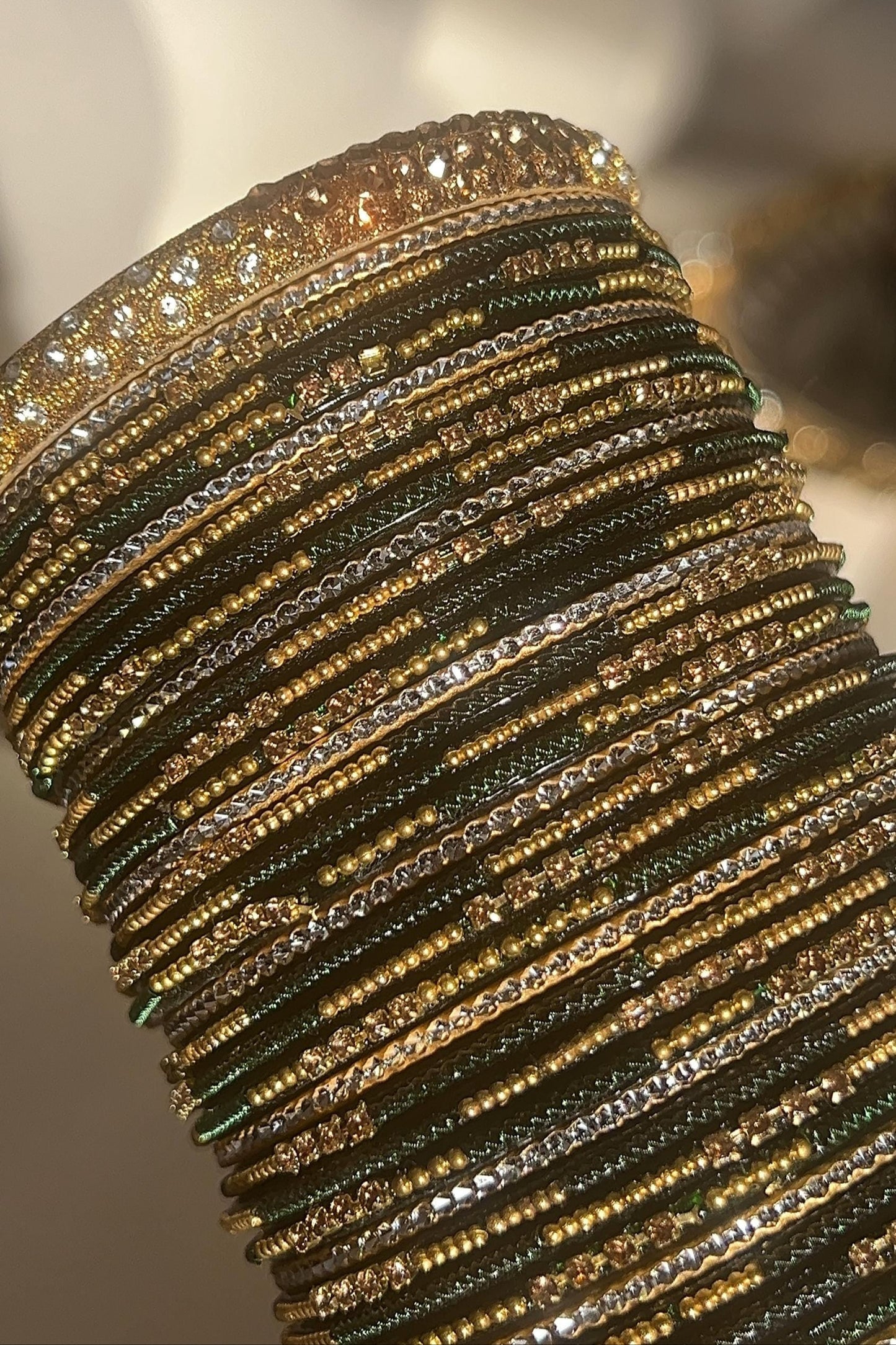 Zari Dark Green Bangle Set
